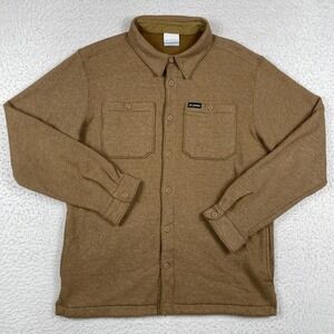 Columbia Shirt Jacket Mens Medium Brown Fleece Lined Rugged Outdoor Shacket